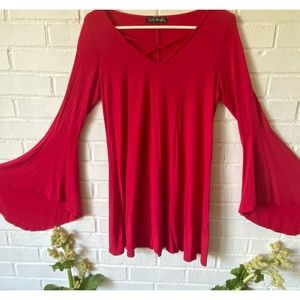Red Bell Sleeved Minidress
